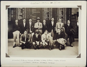 Photograph showing Jack Lovelock and other members of the Oxford and Cambridge Universities athletic team