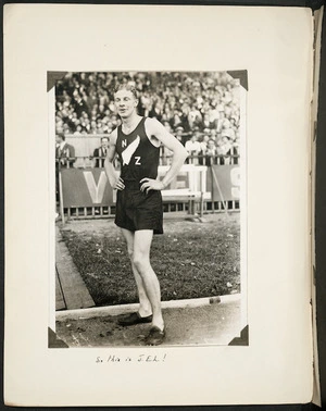 Photograph of Jack Lovelock after his victory in a 1500 metres race in Paris