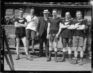Prime Minister William Massey with NZEF rowing team, England