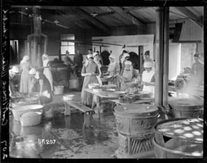 Inside the cookhouse at Hornchurch, England, World War I