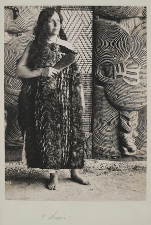 Photograph of Maggie Papakura inside whare