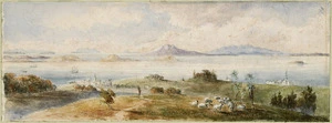 Williams, Edward Arthur 1824-1898 :Auckland harbour & isles (from the Domain), New Zealand 1864