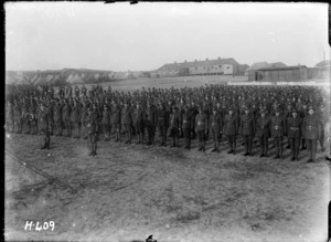 New Zealand troops on parade before going up to the line, Etaples