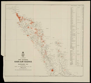 Map showing kauri-gum reserves, Auckland, N.Z. : under "The Kauri-gum Industry Act, 1898", March 31st, 1903.