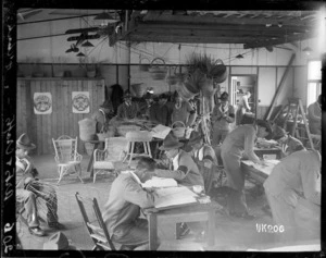 Arts and crafts class at the New Zealand Convalescent Camp in Hornchurch, England, World War I