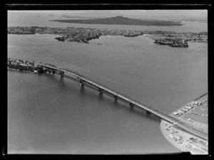 Westhaven Inlet, with boats and approach to Auckland Harbour Bridge