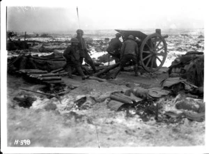 New Zealand artillery in action on the Butte, Belgium