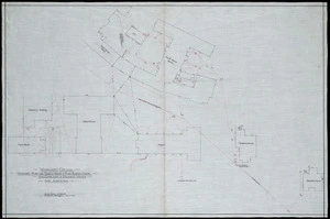 Atkins, Bacon & Mitchell :Whanganui College. Drainage plan for Fourth House & music block. Chapel. Also Chaplain's and Steward's houses. Scale 16 feet to 1 inch. Atkins, Bacon & Mitchell, Architects, Wellington. 23 7 1920.