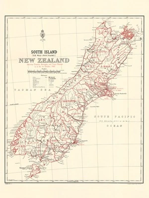 South Island (Te Ika-a-Maui), New Zealand, showing counties, boroughs, and town districts as at 1st October, 1947 / drawn by W.G. Harding.