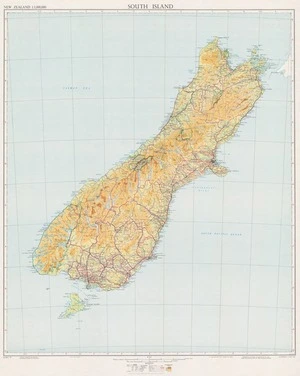 Map of South Island New Zealand.