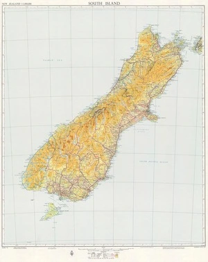 Map of South Island New Zealand.