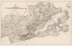 Map showing the boundaries of the electoral districts of Dunedin North, Dunedin West, Dunedin Central, Dunedin South and Chalmers as defined by the South Island Representation Commission, September 1911.