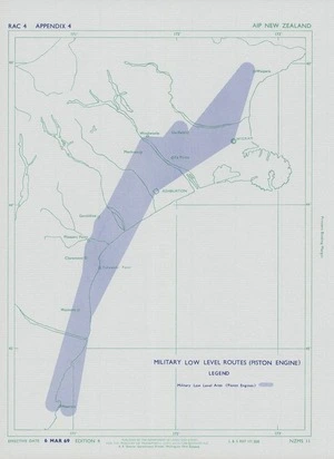 Military low level routes (piston engine) : [Lower South Island, New Zealand].