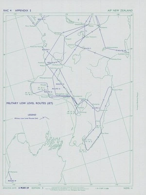 Military low level routes (jet). [Central New Zealand].