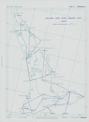 Military low level routes (jet). [Upper North Island, New Zealand].