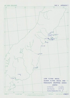 Low flying areas, glider flying areas and parachute dropping zones. [Lower South Island, New Zealand].