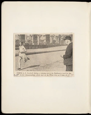 Newspaper photograph showing Jack Lovelock and Bill Thomas at a training session