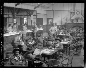 Interior of the YMCA canteen at the Hornchurch convalescent camp, World War I