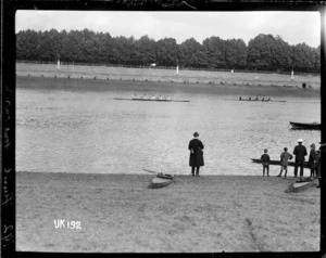 Finish in the rowing fours race, London