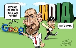 Taking on the big guys - Andrew Little get an apology from Google for publishing details of the Grace Millane murder case, and Black Caps Captain Kane Williamson hopes to take on India at cricket