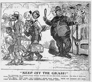 Glover, Thomas Ellis, 1891?-1938 :'Keep off the grass!' New Zealand Truth, 16 April 1921.