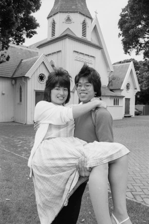 One of the first couples to travel from Japan to marry in Old St Paul's, Wellington - Photograph taken by Phil Reid