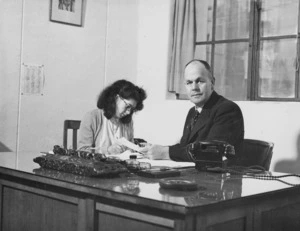 Tipi Tainui Ropiha and his secretary - Photograph taken by T M Downie