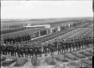 The memorial service commemorating the fourth anniversary of World War I, Etaples, France
