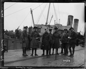 World War I officers on a wharf at Dover