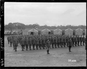 New Zealand Artillery troops on parade at their camp in England