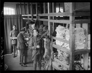 Army clothing at a New Zealand military ordnance store, England