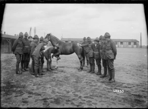 The riding ground at a World War I camp, England