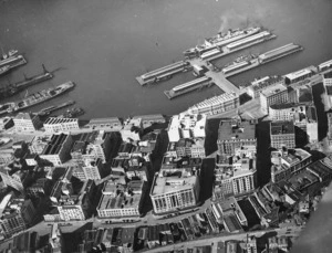 Aerial view of Wellington city including Queens Wharf