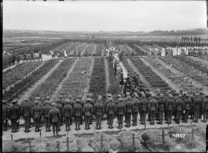 Procession at the memorial service commemorating the fourth anniversary of World War I, Etaples, France