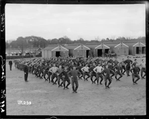 Physical training at the New Zealand Artillery camp, Ewshot