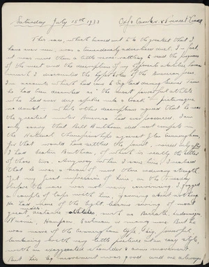 First page of Jack Lovelock's journal entry describing the race in which he broke the world mile record
