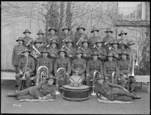 Band of the 3rd Auckland Regiment at the New Zealand Reception Camp, Opladen, Germany