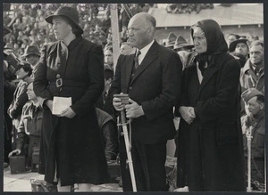 Parents and aunt of Te Moananui-a-Kiwa Ngarimu, at the hui to mark the posthumous awarding of his Victoria Cross, Ruatoria