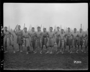 Maori World War I soldiers wearing piupiu, England