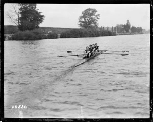 A rowing four training at the Royal Henley Peace Regatta, England