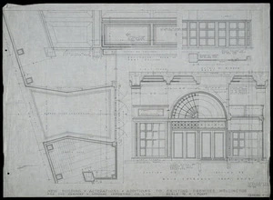 Atkins & Mitchell :New building & alterations & additions to existing premises. Wellington, for the Drapery & General Importing Co. Ltd. [D.I.C.]. October 1927. Drawing no. 16. Main entrance shop doors.