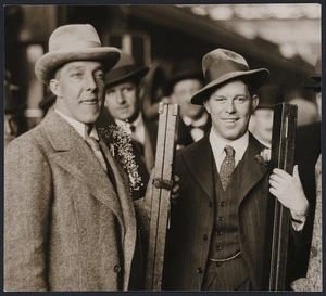 Billiards players Tom Newman and Walter Lindrum