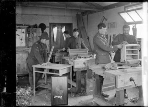 Cabinet makers workshop at a New Zealand camp, England