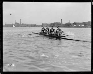 A rowing four on the Thames, England