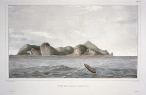 Sainson, Louis Auguste de b 1801 :Vue de l'ile Tikopia / de Sainson pinx ; J Arago lith ; J Tastu, editeur ; lith. A Bes. Pl.172. [1828]