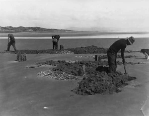 Men digging for Toheroa on Ninety Mile Beach