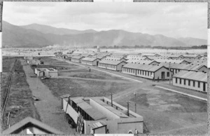 View of barracks and other buildings at the Featherston Military Camp, probably during World War I