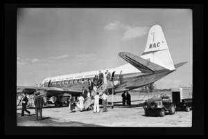 National Airways Corporation (NAC) aircraft, Vickers Viscount flight, Whenuapai Aerodrome, Auckland