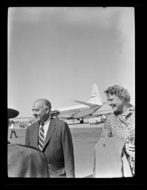 Robert Murray, Vice President of Pan American World Airways (Pan Am), and his wife, Whenuapai, Auckland