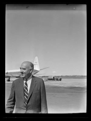 Robert Murry, Vice President of Pan American World Airways (Pan Am), Whenuapai, Auckland